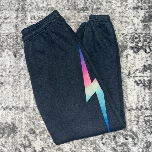 Aviator Nation Bolt Sweatpants Charcoal/Rainbow Pink